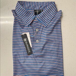Burnside Men's Polo with Blue and Orange Stripes